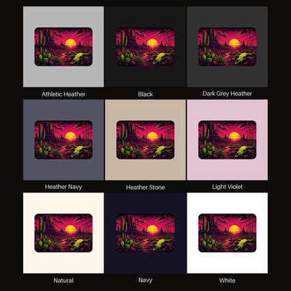 Blacklight Desert Skull Sunset tee shown in all available colors