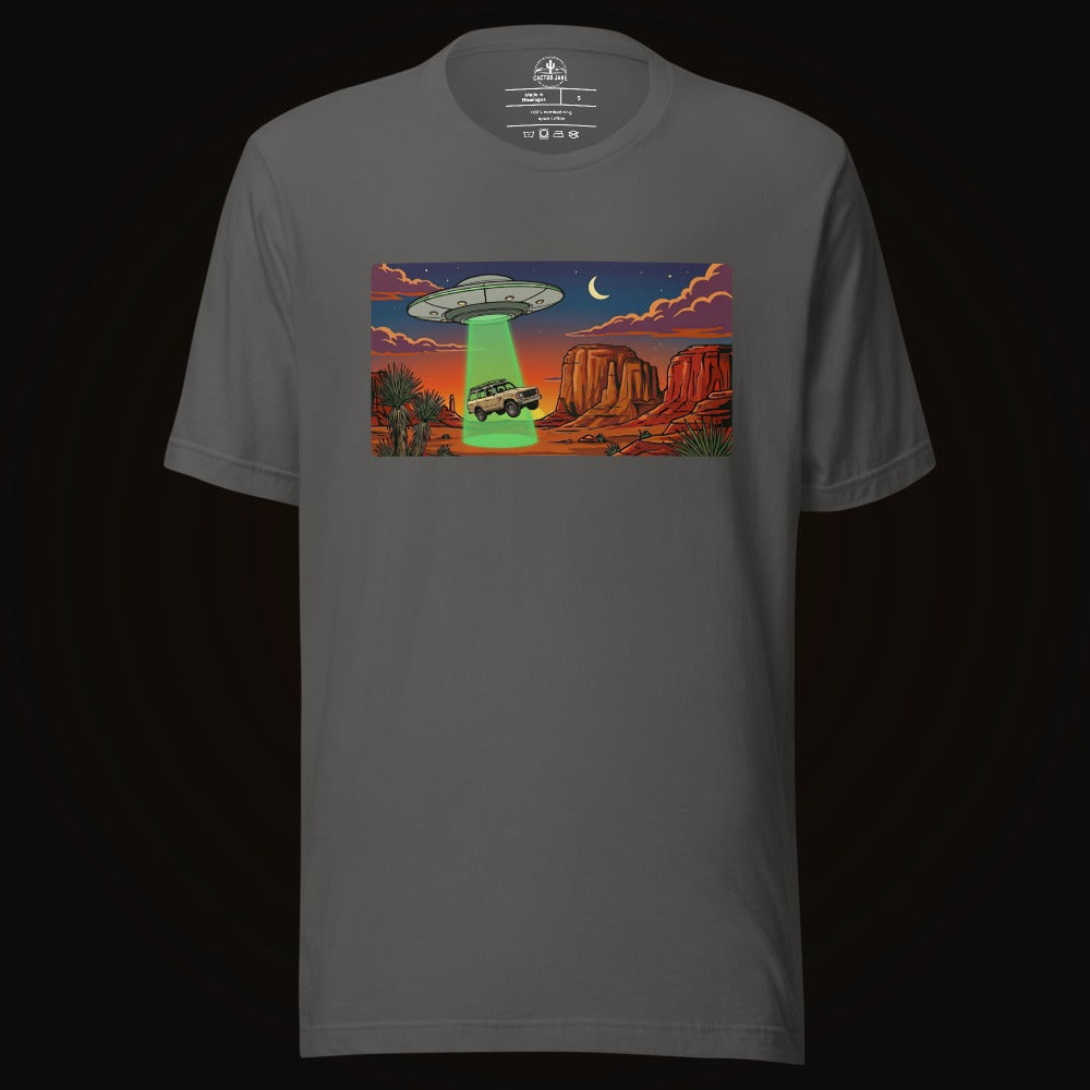 Asphalt tee with the Desert Abduction Cruiser graphic
