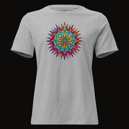 Athletic Heather tee with the Neon Gradient Mandala graphic