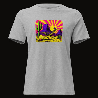 Athletic Heather tee with the Neon Roadrunner Monument Valley graphic
