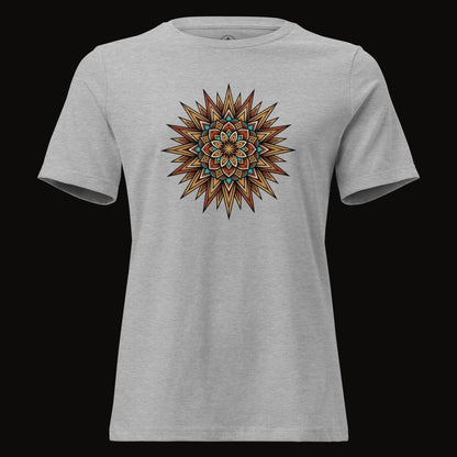 Athletic Heather tee with the Desert Sun Mandala graphic