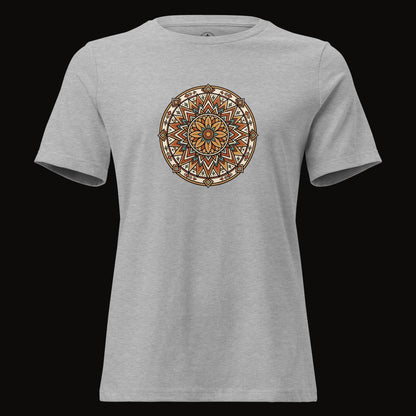 Athletic Heather tee with the Desert Bloom Mandala graphic