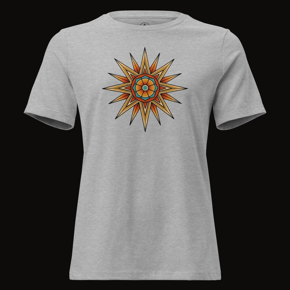 Athletic Heather tee with the Desert Mandala Star graphic