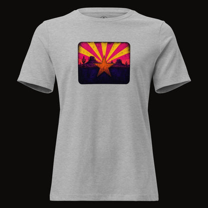 Athletic Heather tee with the Neon Arizona Flag Star graphic