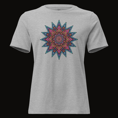 Athletic Heather tee with the Neon Mandala Star graphic