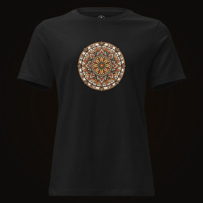 Black tee with the Desert Bloom Mandala graphic