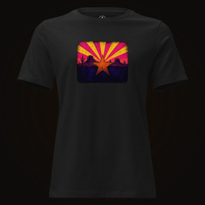Black tee with the Neon Arizona Flag Star graphic