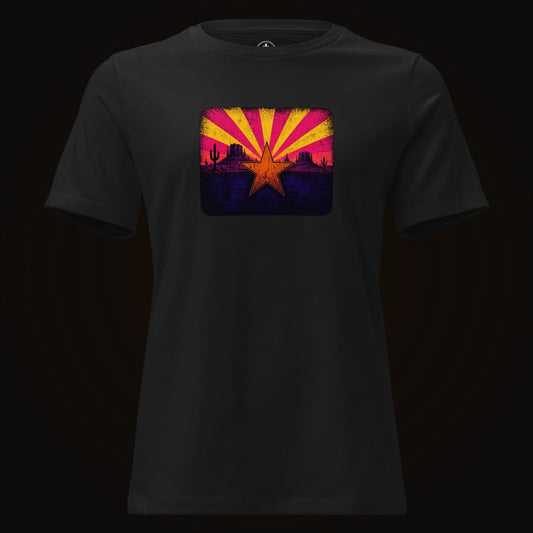 Black tee with the Neon Arizona Flag Star graphic