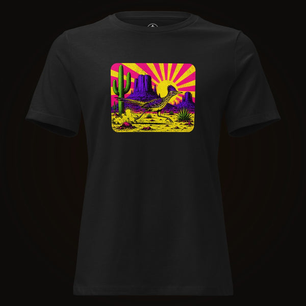 Black tee with the Neon Roadrunner Monument Valley graphic