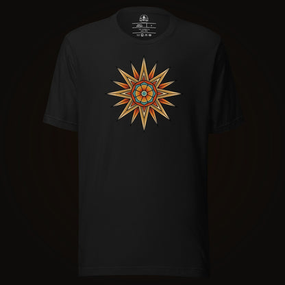 Black tee with the Compass Star Mandala graphic