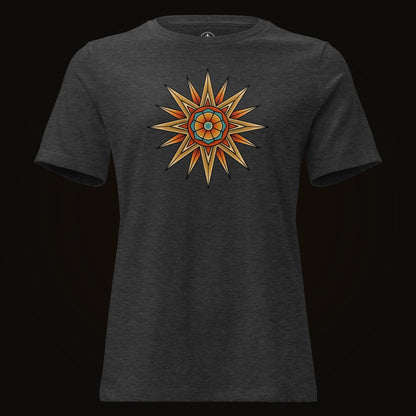 Dark Grey Heather tee with the Desert Mandala Star graphic