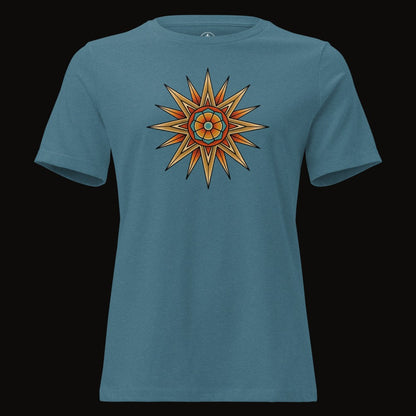 Heather Deep Teal tee with the Desert Mandala Star graphic