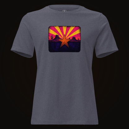 Heather Navy tee with the Neon Arizona Flag Star graphic