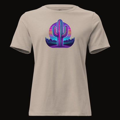 Heather Stone tee with the Neon Saguaro Synthwave graphic