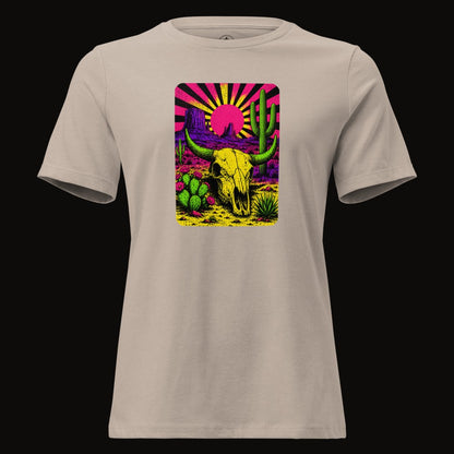 Heather Stone tee with the Neon Skull Sunburst Desert graphic
