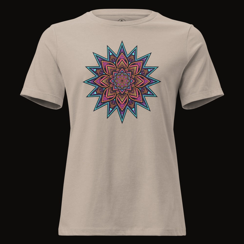 Heather Stone tee with the Neon Mandala Star graphic