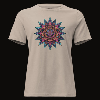 Heather Stone tee with the Neon Mandala Star graphic