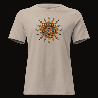 Heather Stone tee with the Desert Mandala Star graphic