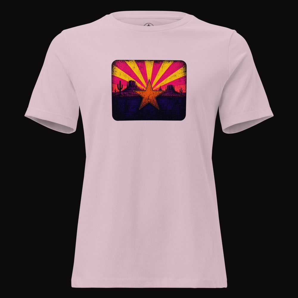 Light Violet tee with the Neon Arizona Flag Star graphic