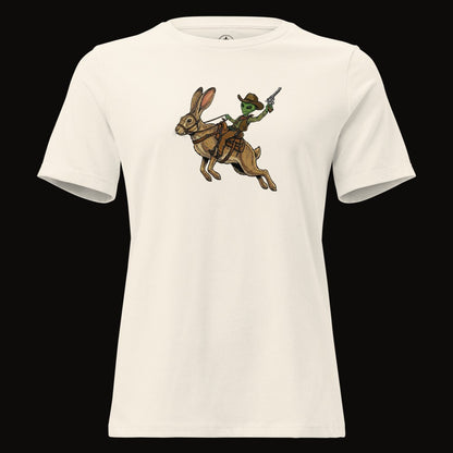 Natural tee with the Alien Cowboy Jack Rabbit graphic