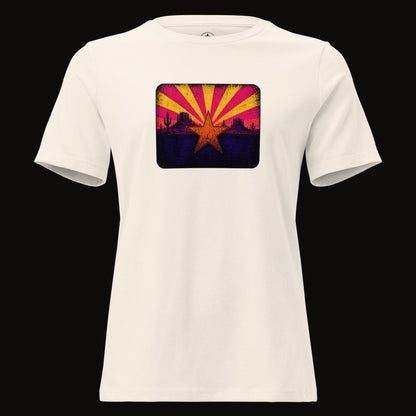 Natural tee with the Neon Arizona Flag Star graphic