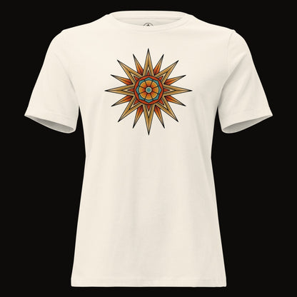 Natural tee with the Desert Mandala Star graphic
