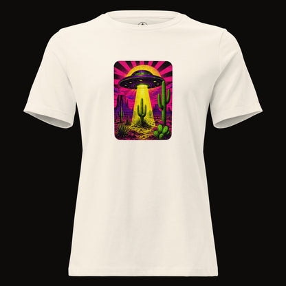 Natural tee with the Neon Beam Desert UFO graphic