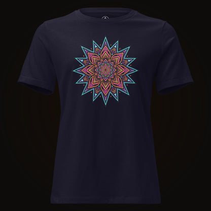 Navy tee with the Neon Mandala Star graphic