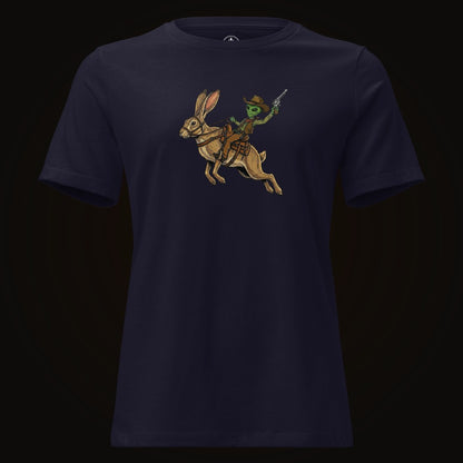 Navy tee with the Alien Cowboy Jack Rabbit graphic