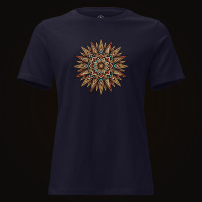 Navy tee with the Desert Sun Mandala graphic