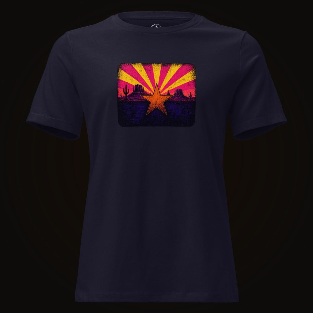 Navy tee with the Neon Arizona Flag Star graphic