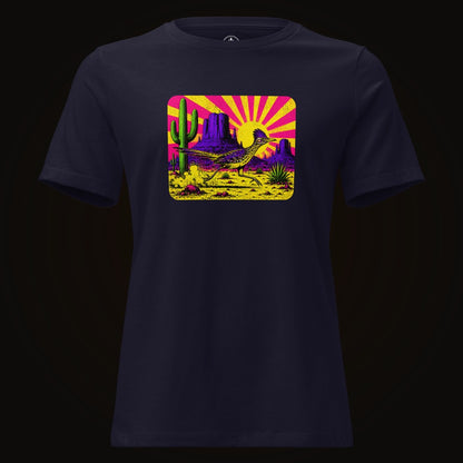 Navy tee with the Neon Roadrunner Monument Valley graphic