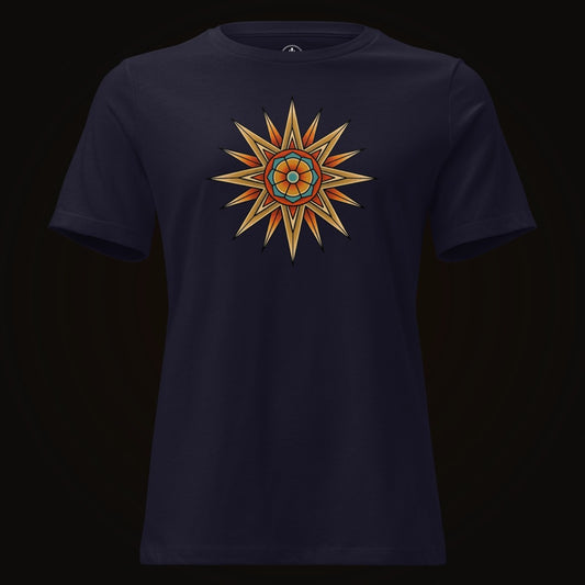 Navy tee with the Desert Mandala Star graphic