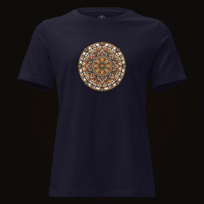 Navy tee with the Desert Bloom Mandala graphic