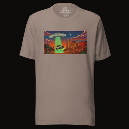 Pebble tee with the Desert Abduction Cruiser graphic