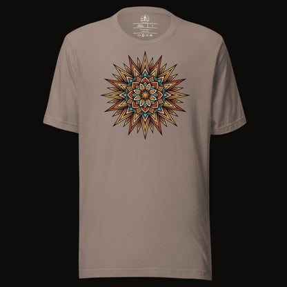 Pebble tee with the Turquoise Burst Mandala graphic