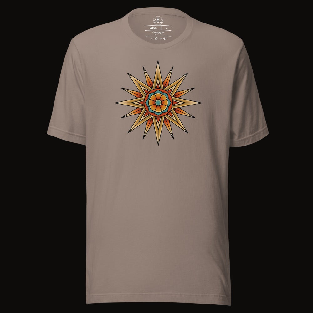 Pebble tee with the Compass Star Mandala graphic