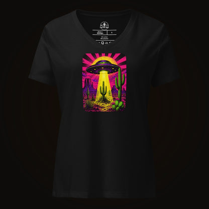 Women's V-Neck Neon Abduction Desert Tee