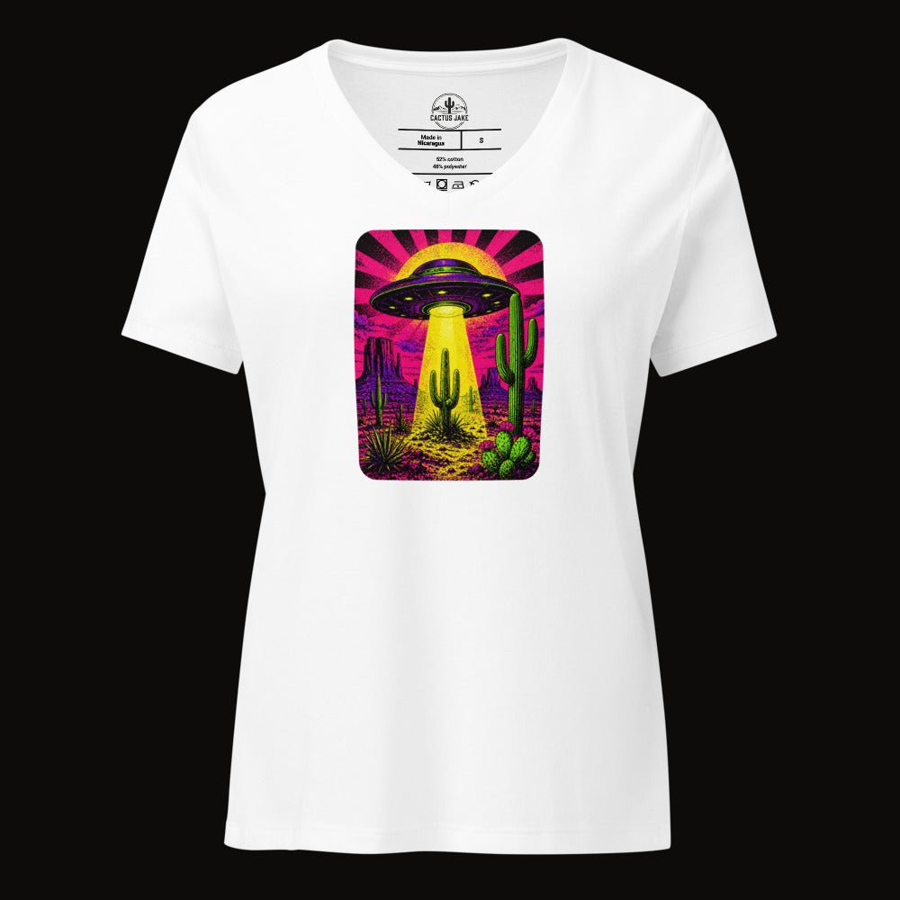 Women's V-Neck Neon Abduction Desert Tee