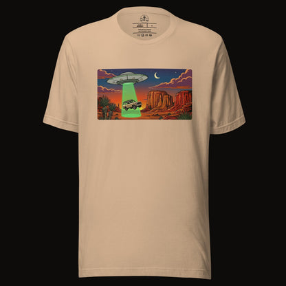 Tan tee with the Desert Abduction Cruiser graphic