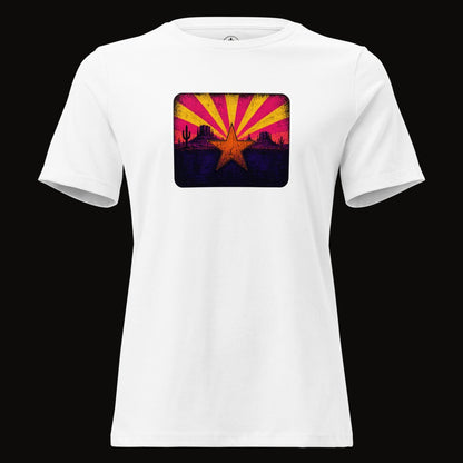 White tee with the Neon Arizona Flag Star graphic