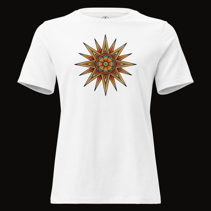 White tee with the Desert Mandala Star graphic